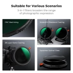 K&F Concept 82mm Nano-Xcel Series Variable ND2-32 & CPL & Black Mist 1/4