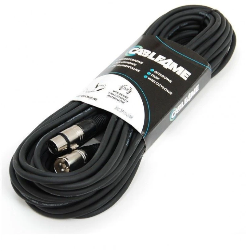 CABLE4ME DMX 3pin cable for lighting DMX Καλώδιο Τερματισμένο XLR male - Μαύρο 20m