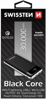 SWISSTEN POWER ΒΑΝΚ 30000mAh ΜΑΥΡΟ