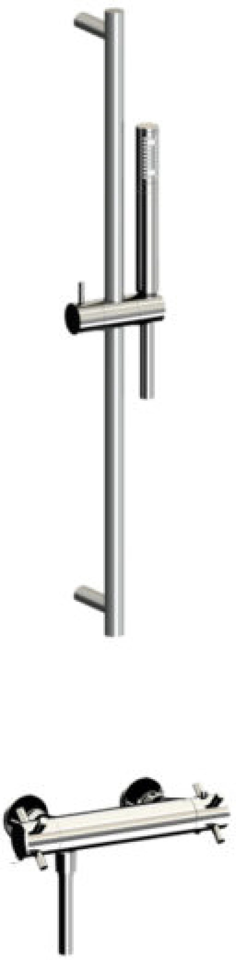Horus Minoé Contemporary Collection - Complete Set : Exposed Thermostatic Wall Bathshower Mixer - Chrome 47.795-CH