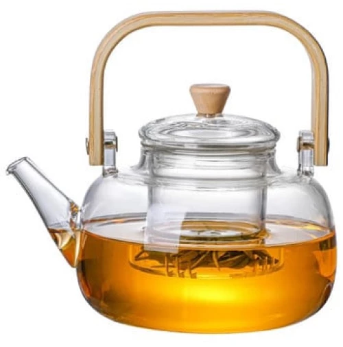 Γυάλινη Τσαγιέρα 900ml με Φίλτρο και Ξύλινη Λαβή