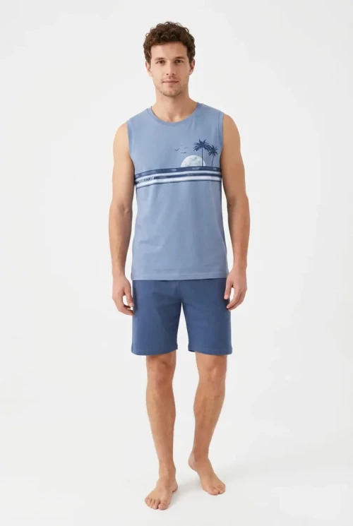 Πυτζάμα καλοκαιρινή ανδρική "Tropical" γαλάζια