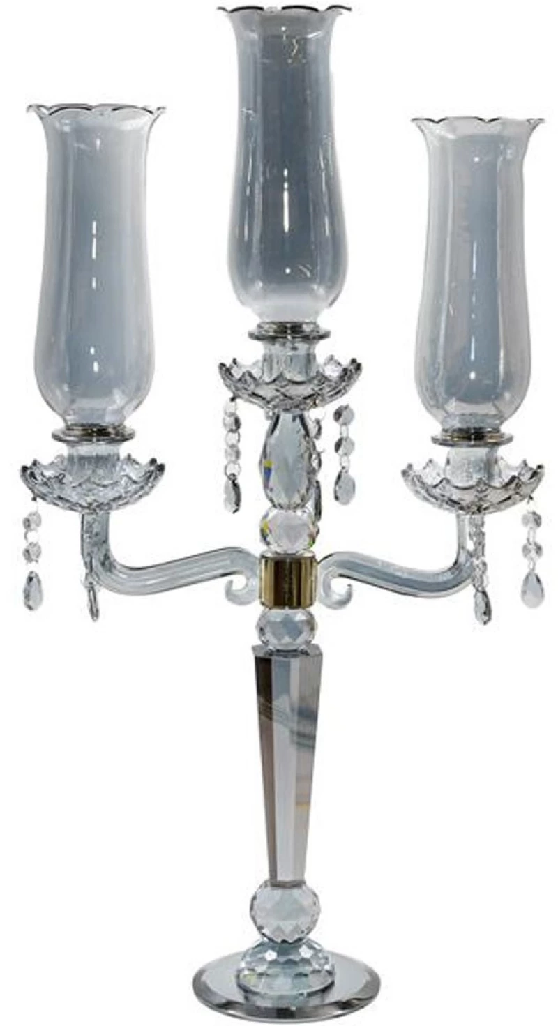 Κηροπήγιο Κρυστάλλινο 3 Θέσεων 374-126-832 36x69cm Grey Κρύσταλλο