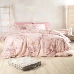Κουβερλί Springtime (Σετ 3τμχ) Pink Rythmos Υπέρδιπλo 220x240cm 100% Βαμβάκι