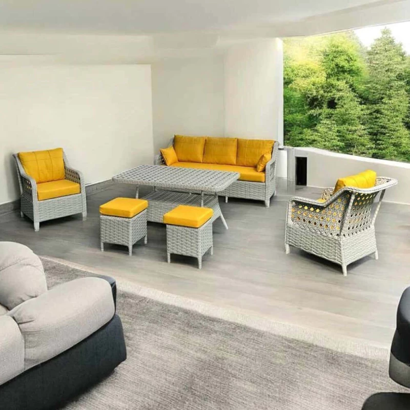 Σαλόνι Κήπου Rondi (Σετ 6Τμχ) 227VRD1060 Grey-Yellow 7 Θέσεων