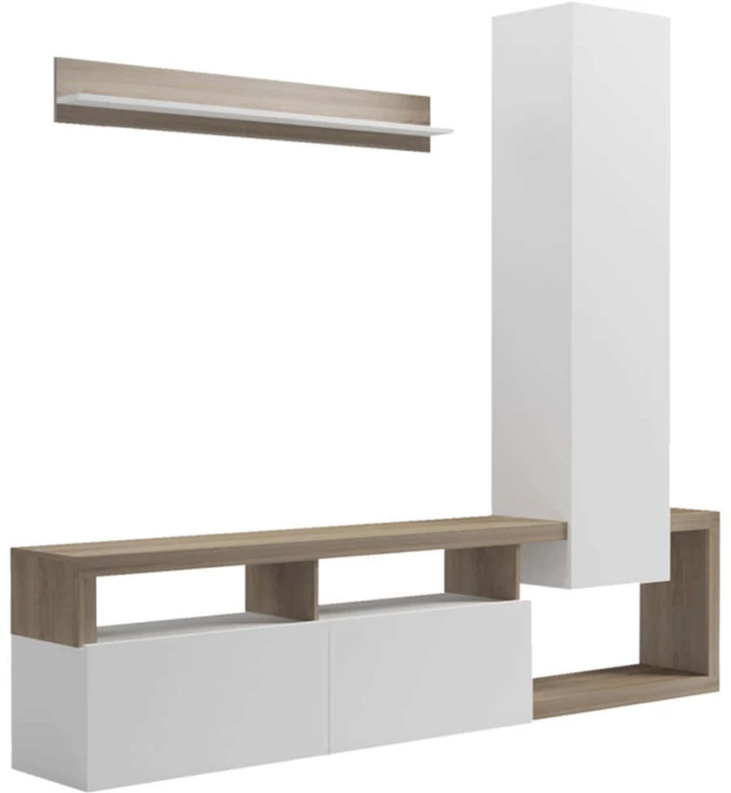 Σύνθεση Τηλεόρασης Leganto 230-000102 220,5x35x197,5cm Sonoma-White