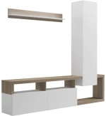 Σύνθεση Τηλεόρασης Leganto 230-000102 220,5x35x197,5cm Sonoma-White