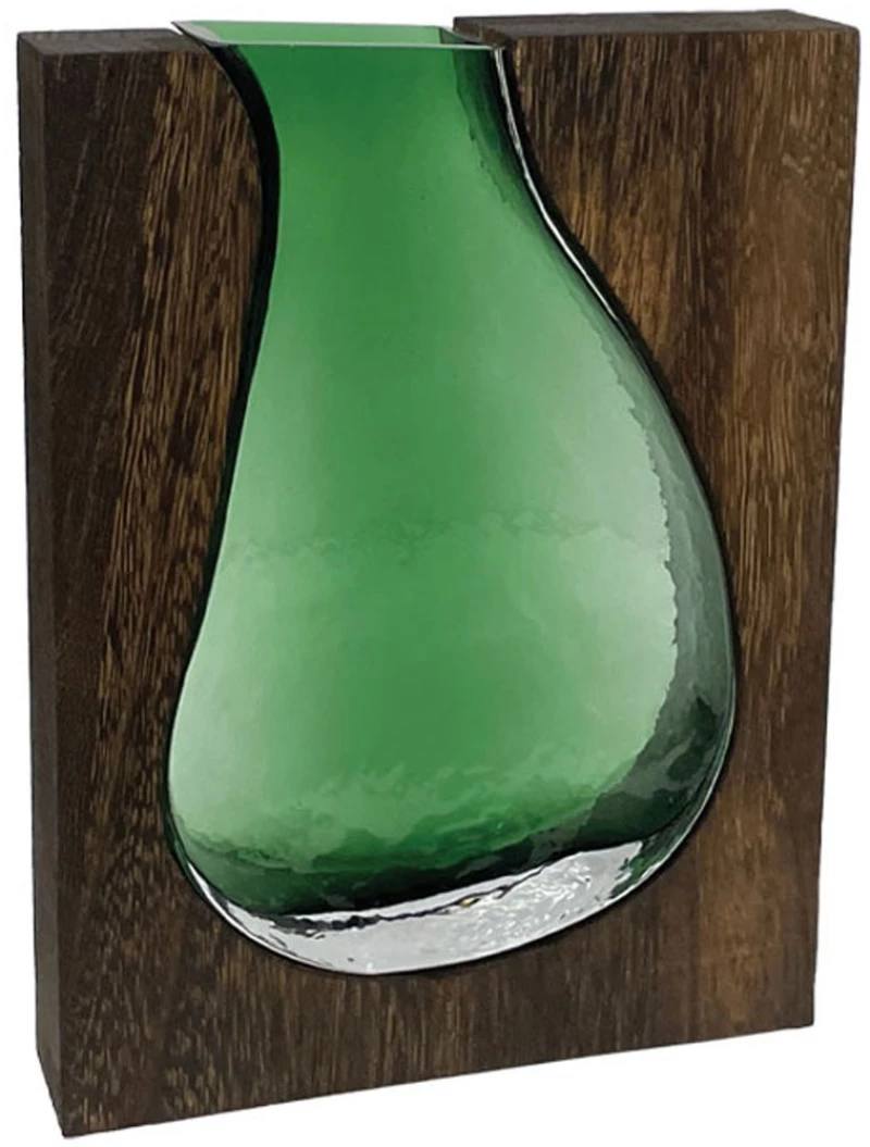 Βάζο 15-26238 22x5x29cm Brown-Green Marhome Γυαλί