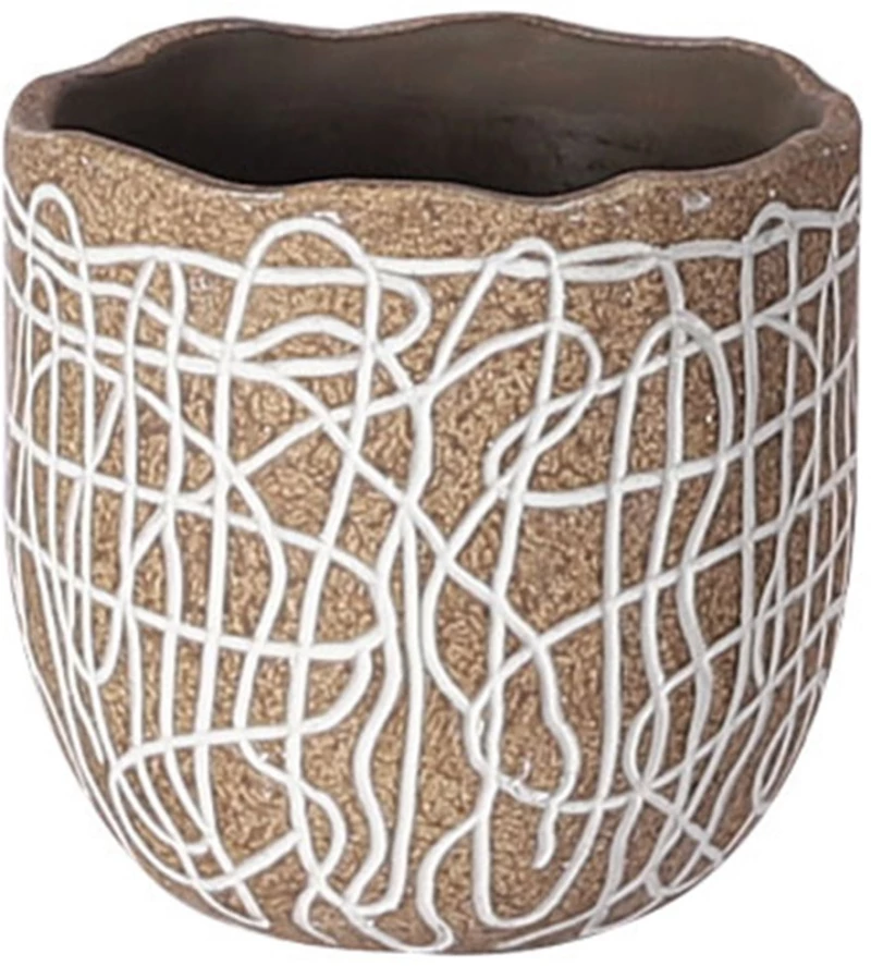 Κασπώ Γραμμές 06-20265 Φ18x17,5cm White-Beige Marhome Τσιμέντο