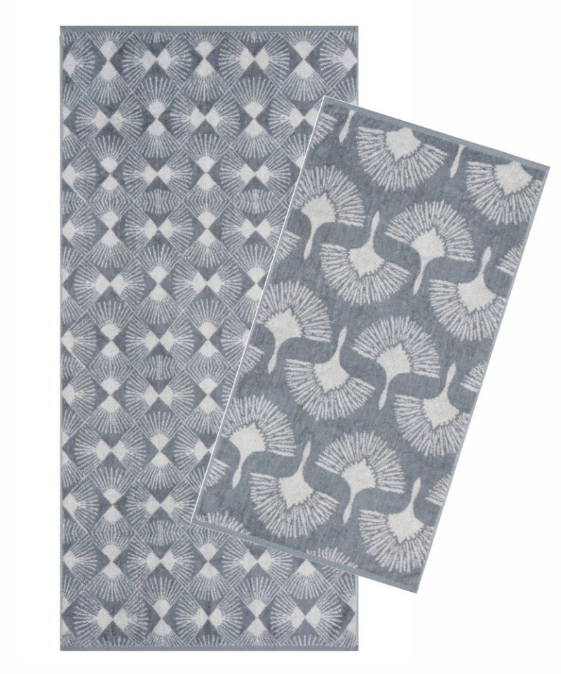 Πετσέτες Kavan 22 (Σετ 2τμχ) Grey-White Kentia Σετ Πετσέτες 70x140cm 100% Βαμβάκι