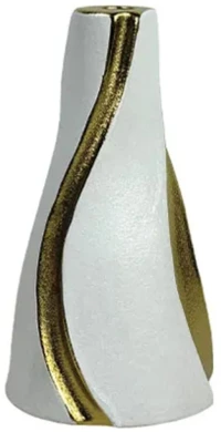 Κηροπήγιο Κύματα 15-50178 19,8cm White-Gold Marhome Κεραμικό