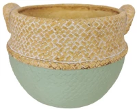 Κασπώ Καλαθούνα 06-20300 16x15,5x13cm Green-Beige Marhome Τσιμέντο