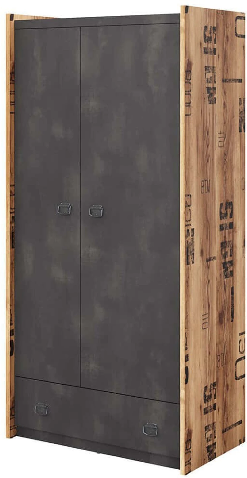 Ντουλάπα Δίφυλλη Fargo 162718299 90x52x190cm Natural-Anthracite Δίφυλλη