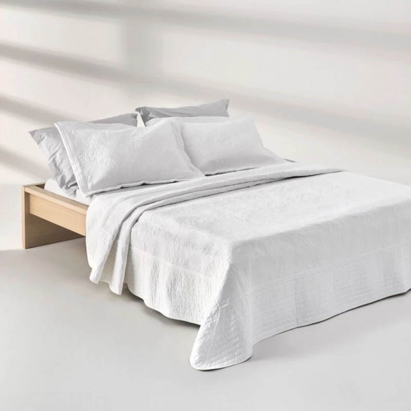 Κουβερλί Escape (Σετ 3τμχ) White Kentia Υπέρδιπλo 230x250cm Βαμβάκι-Μικροφίμπρα
