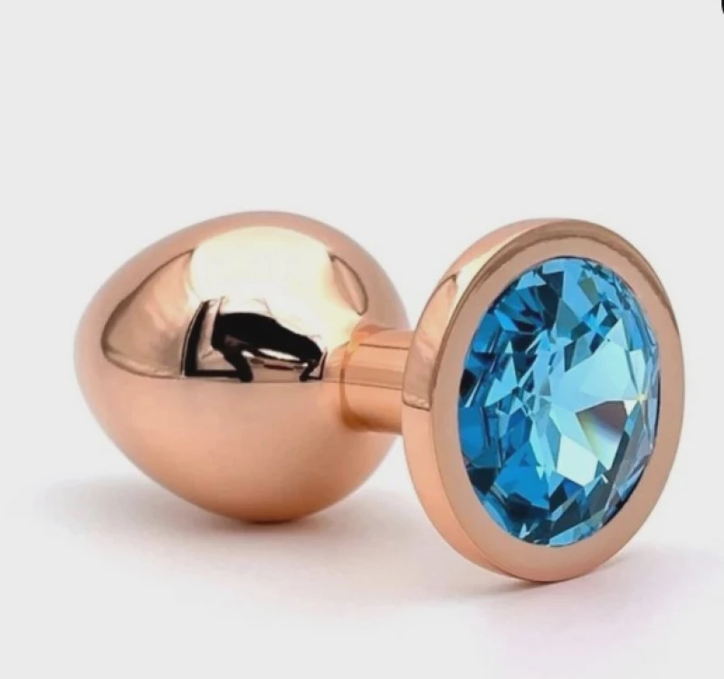 Anal Plug Charm Small, Rose Gold, Blue Crystal, Passion Labs