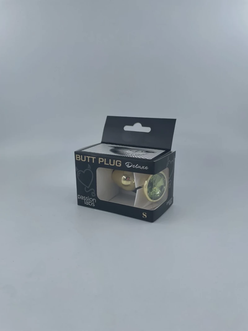 Anal Plug Metallic Buttplug, Small, Gold/Light Green