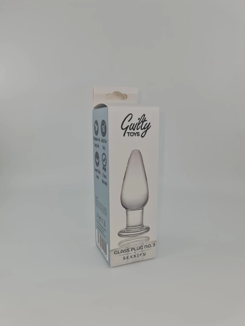 Anal Glass Plug No. 3, Premium Glass, Clear, 11.5 cm, Guilty Toy