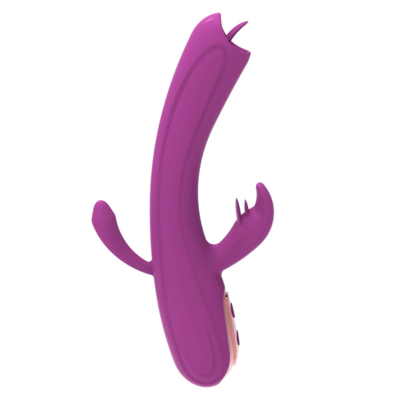 Leila Rabbit Vibrator, Vibrating&Licking, Silicone, USB, Purple,