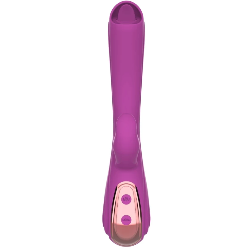 Leila Rabbit Vibrator, Vibrating&Licking, Silicone, USB, Purple,
