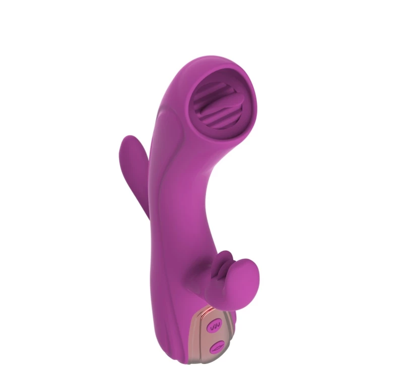Leila Rabbit Vibrator, Vibrating&Licking, Silicone, USB, Purple,
