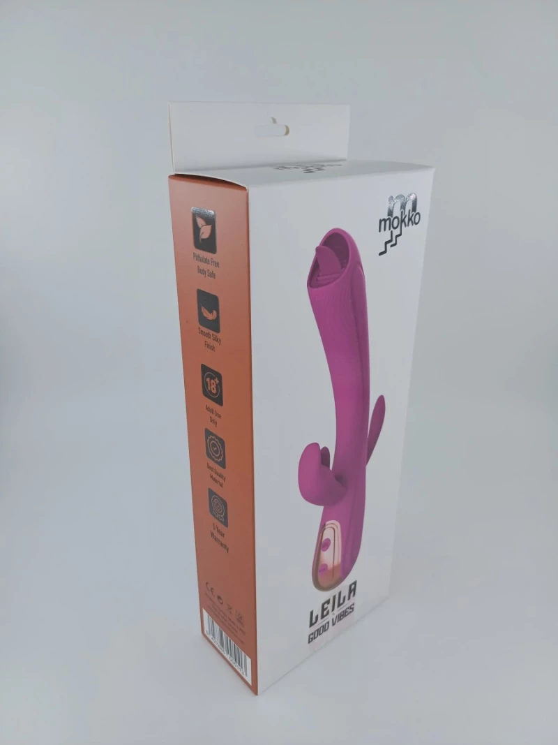 Leila Rabbit Vibrator, Vibrating&Licking, Silicone, USB, Purple,
