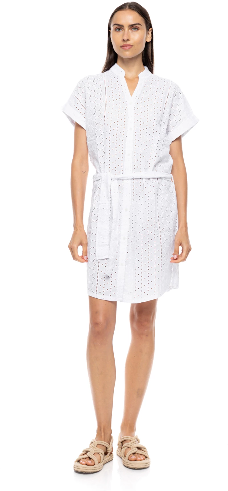 Γυναικείο Beachdress Pink Label -  Φόρεμα Σεμιζιέ - Λευκό - Regular Fit - Cotton