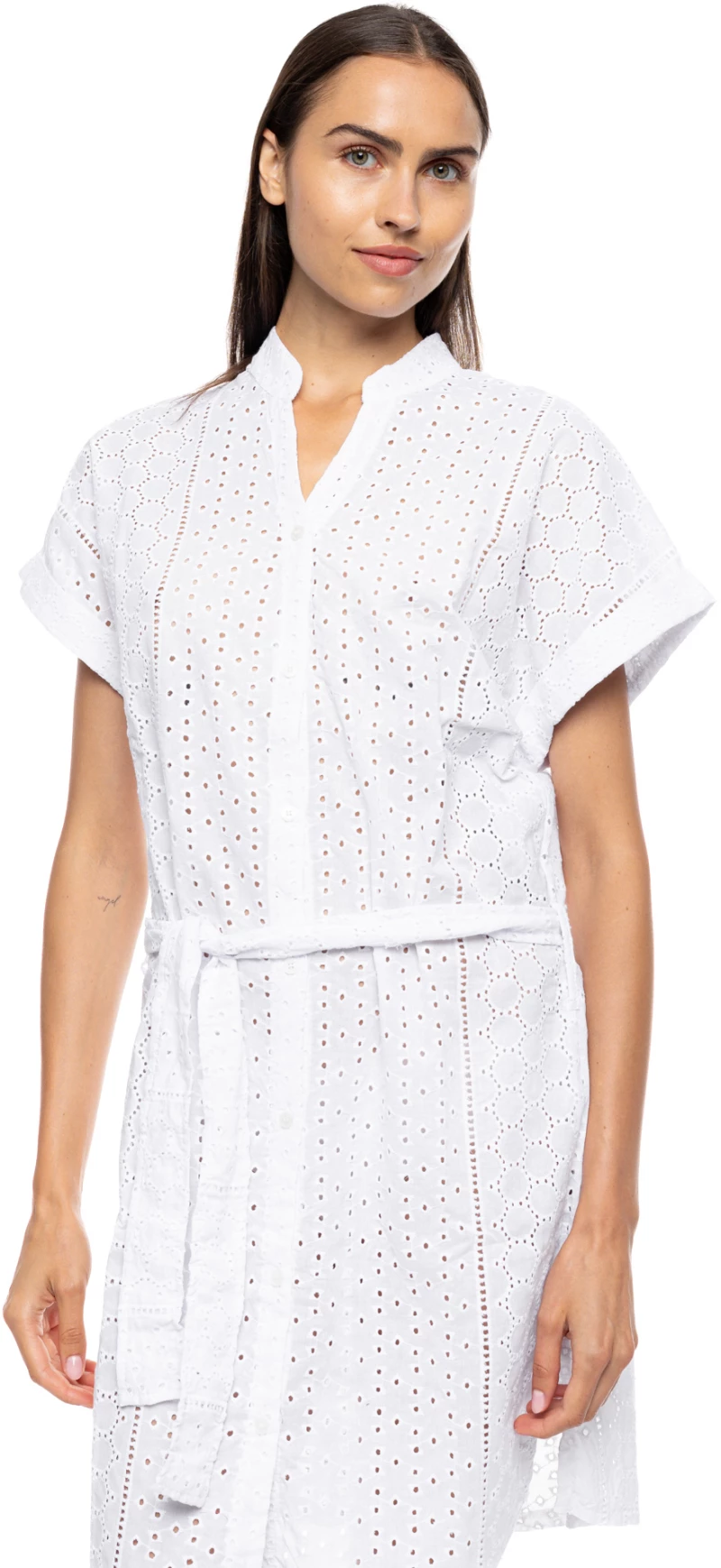 Γυναικείο Beachdress Pink Label -  Φόρεμα Σεμιζιέ - Λευκό - Regular Fit - Cotton