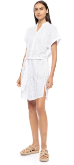 Γυναικείο Beachdress Pink Label -  Φόρεμα Σεμιζιέ - Λευκό - Regular Fit - Cotton