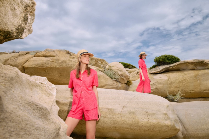 Γυναικείο Beachdress Pink Label -  Φόρεμα Σεμιζιέ - Λευκό - Regular Fit - Cotton