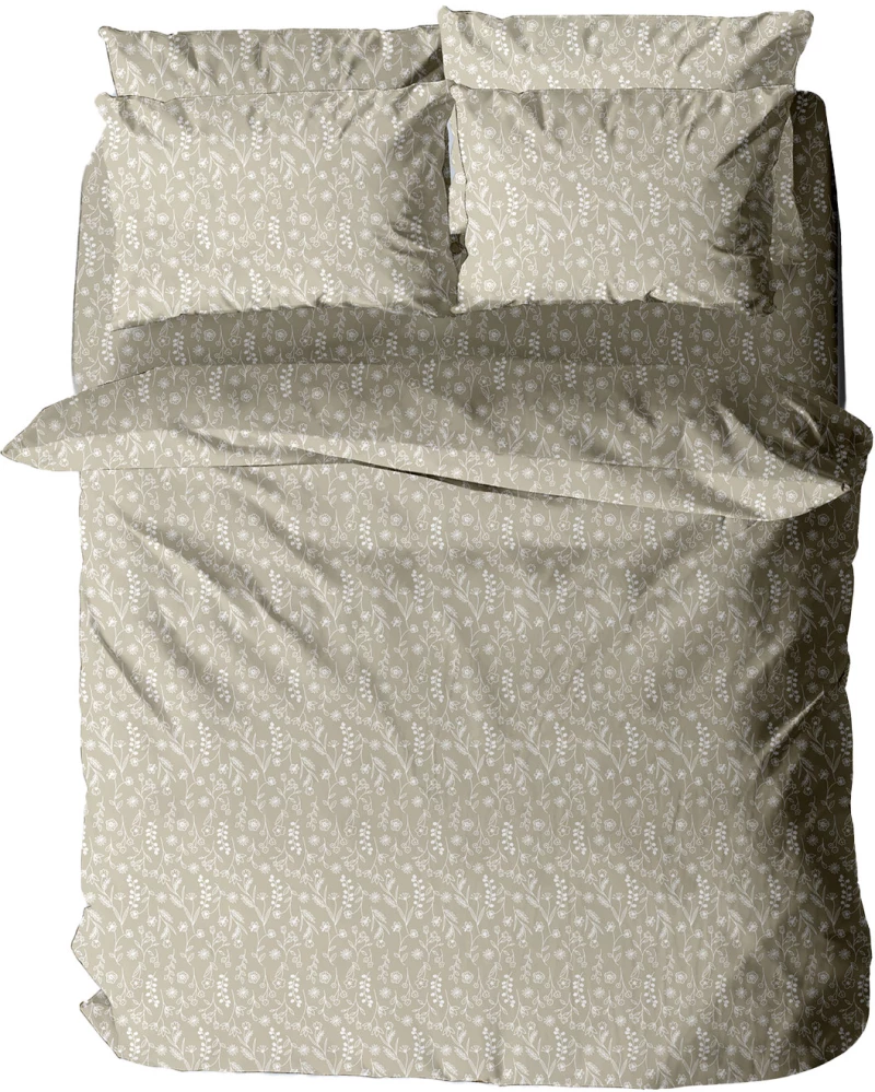 Σετ Σεντόνια Menta Εμπριμέ 420 Beige Υπέρδιπλο με λάστιχο (170x200 30)