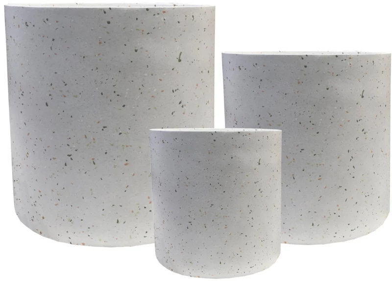 Supergreens Γλάστρα Πήλινη Κύλινδρος "Celestia" Λευκό Terrazzo L 40x40x35 εκ.
