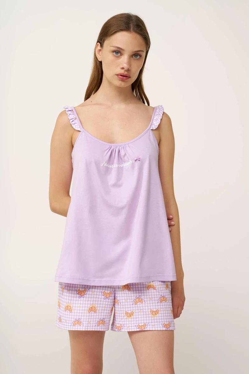 Vamp Βαμβακερό Baby Doll με Τιράντες 24314-LILLA PASTEL