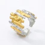 Ατσάλινο Δίχρωμο Δαχτυλίδι Abstract (R3159)