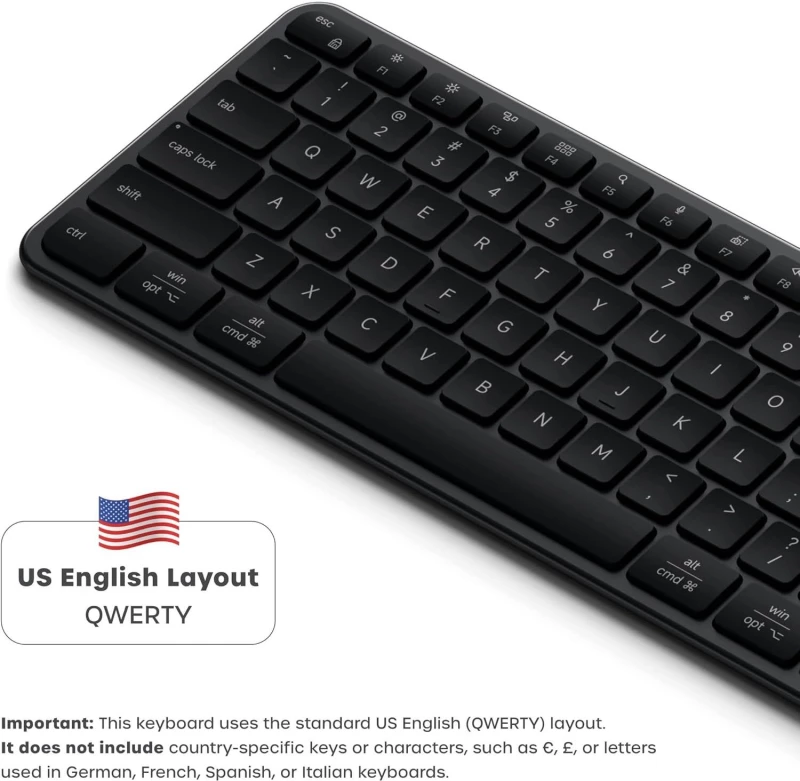 Πληκτρολόγιο Satechi Slim EX3 Wireless Keyboard Ασύρματο Bluetooth QWERTY Αγγλικό US - Space Black (ST-KEX3C-EN)