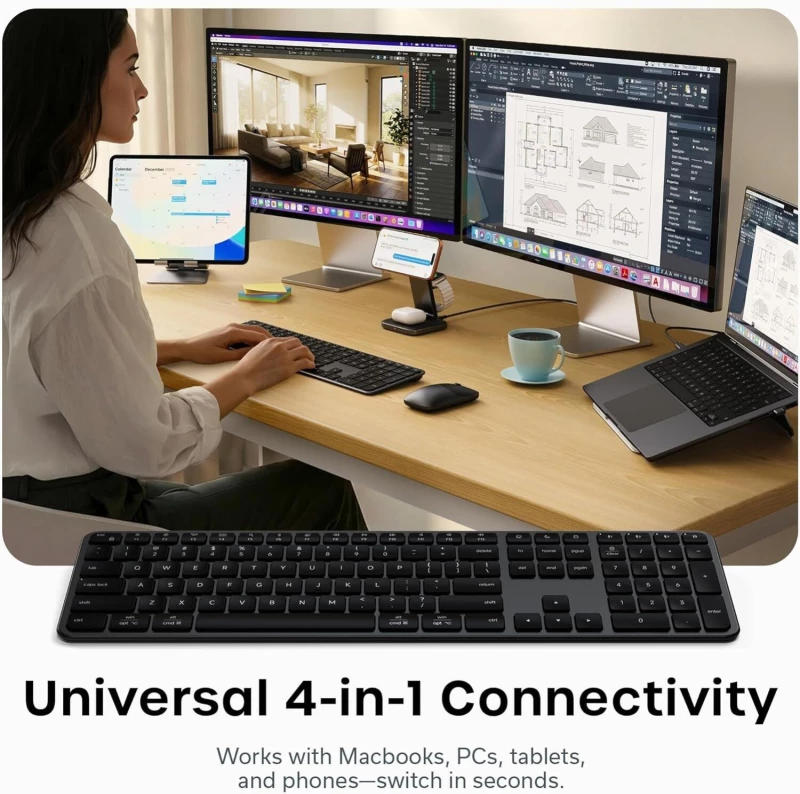 Πληκτρολόγιο Satechi Slim EX3 Wireless Keyboard Ασύρματο Bluetooth QWERTY Αγγλικό US - Space Black (ST-KEX3C-EN)