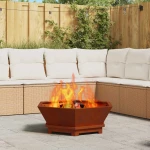 vidaXL Φωτιά Καφέ 75 x 75 x 28 εκ. Ατσάλι Σκληρυθέν στον Αέρα