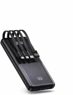 Green Lyca Power Bank 10000 mAh με Ενσωματωμένα Καλώδια USB C / Lightning / Micro / USB 2.4A - Μαύρο