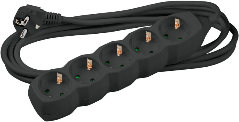 Technik Πολύπριζο 5 Θέσεων με 1.5 mm² Καλώδιο Χαλκού 16A Μαύρο 1.5m