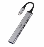 Green Lyca Hub με 2x USB 2 / USB 3 / SD / TF με Σύνδεση USB-C - Γκρι