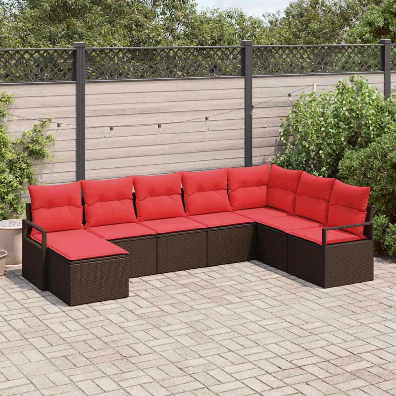 Σετ Καναπέ με μαξιλάρι 8 pcs Καφέ συνθετικό ρατάν Καφέ 3346504