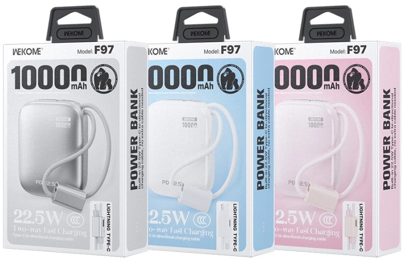 Wekome F97 Power Bank 10.000mAh 22.5W Fast Charge Λευκό