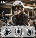 Motowolf H2 Κράνος Μηχανής Full Face Μέγεθος XL Ασημί/Μαύρο
