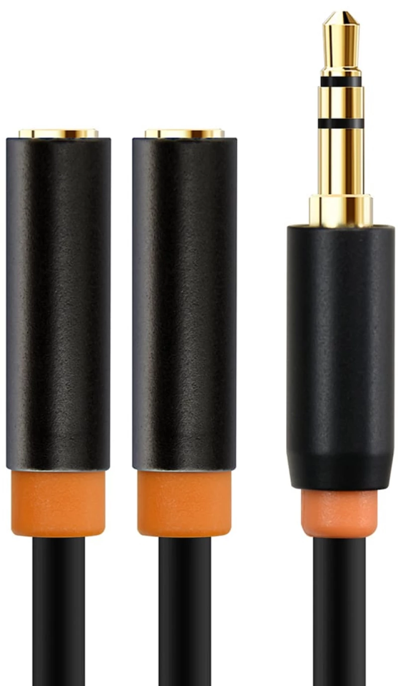 CABLETIME καλώδιο ήχου 3.5mm σε 2x 3.5mm CT-AV309-P12G, 20cm, μαύρο