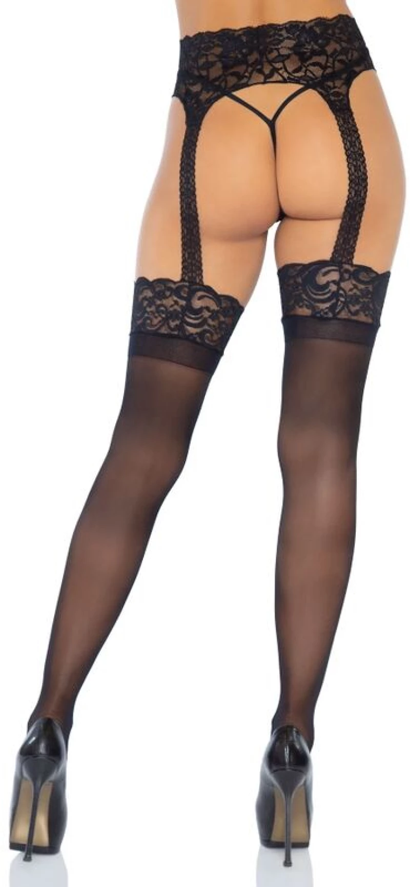 LEG AVENUE OPAQUE GARTERBELT STOCKING ONE SIZE