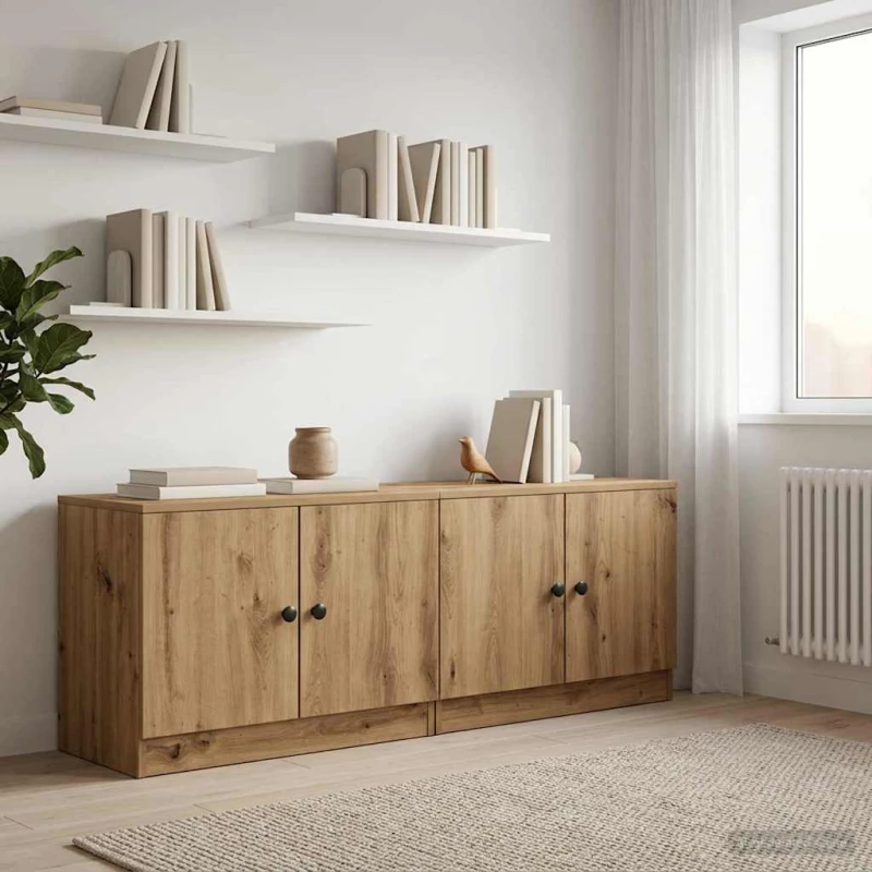 vidaXL Ντουλάπι κρεβατιού με πόρτα 2 pcs Artisan Δρυς 66 x 35 x 48 εκ.