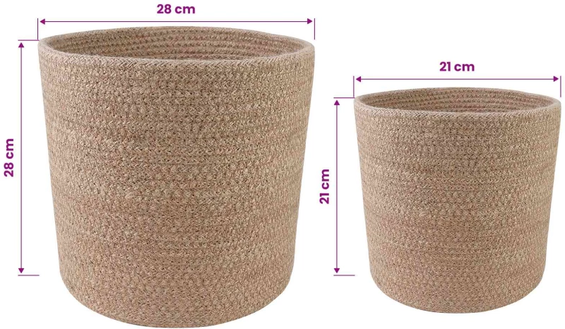 vidaXL Σετ Γλαστρών 2 pcs Φυσικό Ø 28 x 28 εκ 100% Γιούτα Τοσσά