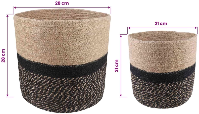 vidaXL Σετ Γλαστρών 2 pcs Φυσικό και Μαύρο Ø 28 x 28 εκ
