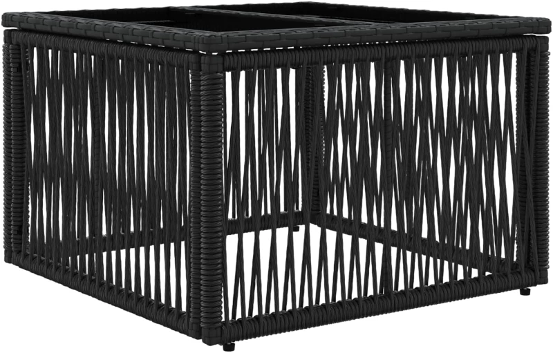 vidaXL Σετ Καναπέ Κήπου 5 pcs Μαύρο και Κρεμ Λευκό συνθετικό ρατάν