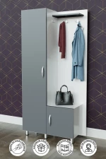 Stewehome Ντουλάπι Εισόδου με Ράφια και Κρεμάστρες Ρούχων -ανθρακί/λευκό 85x35x178 cm