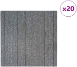 vidaXL Πλακάκι Χαλιού Ανοιχτό γκρι με ρίγες 50 x 50 cm 20 pcs